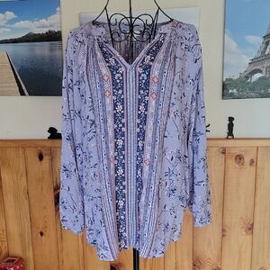 Chic Floral V-Neck Blouse - Lavender